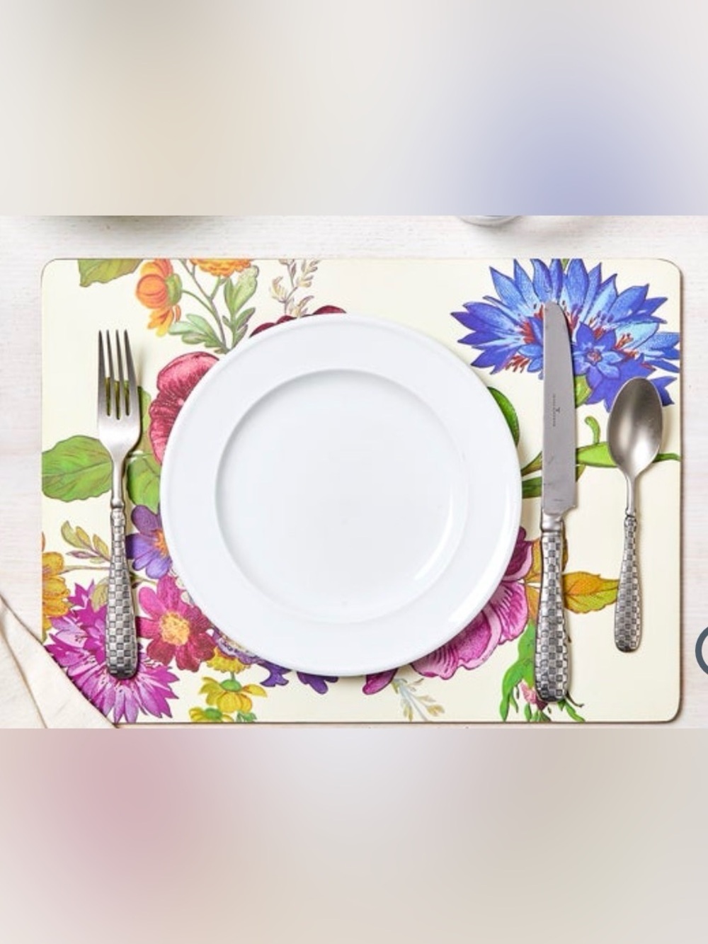 MacKenzie-Childs White Flower Market Placemats, Set Of 4 Floral Sturdy